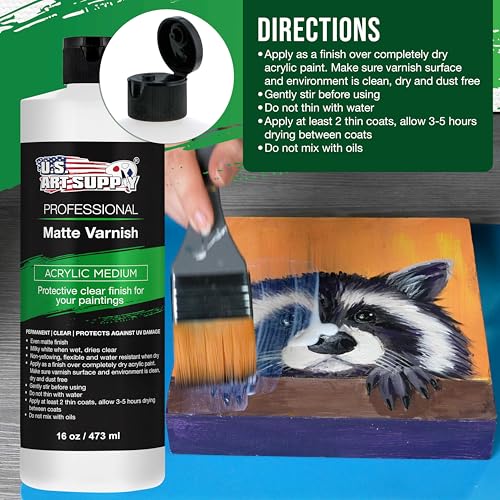 U.S. Art Supply 16 oz Matte Acrylic Varnish for Acrylic Painting - size: 16-ounces