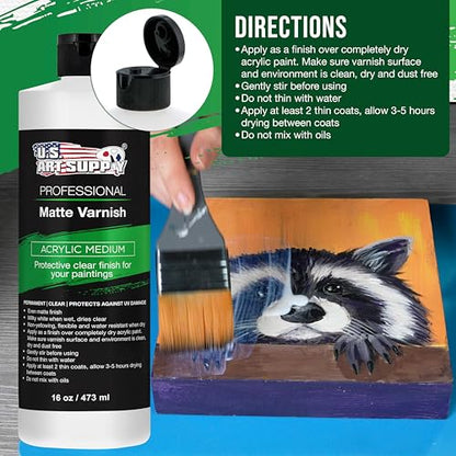 U.S. Art Supply 16 oz Matte Acrylic Varnish for Acrylic Painting - size: 16-ounces