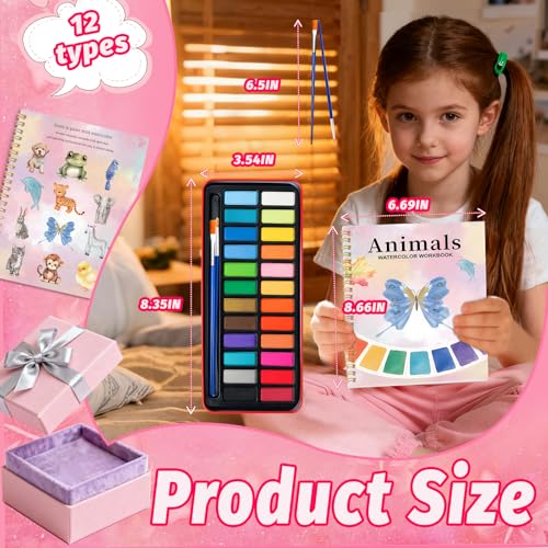 Watercolor Workbook - Coloring Book Beginner Friendly Painting Kit, Watercolor Workbooks for Adults with 24 Colors Paint, Exploration Gift for Adults Teens (Animals) - color: Animals