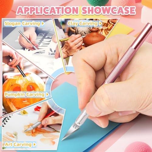 55PCS Exacto Knife Set, Craft Knife, Hobby Knives with 50PCS Blades | 55PCS precision knife kit, SK5 exacto knife blades for art, woodworking, stencil, scoring, scrapbooking, modeling and crafts - style: Multi-3 – 5 Knives / 50 Blades
