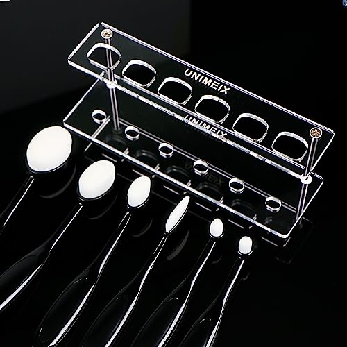 UNIMEIX 6 Pack Blending Brush for Card Making Crafting Ink Blender Brushes Set Tool Paper Background Brush Drawing - color: White, size: 6 Pack Brush with square holder