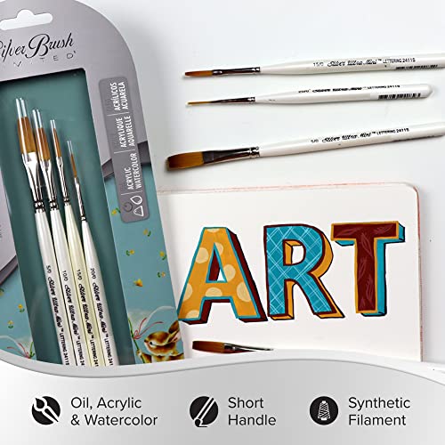 Silver Brush Limited Ultra Mini Lettering Paintbrush Set, 4pc - color: Lettering Set, size: 4 Pc