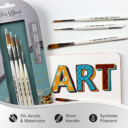 Silver Brush Limited Ultra Mini Lettering Paintbrush Set, 4pc - color: Lettering Set, size: 4 Pc