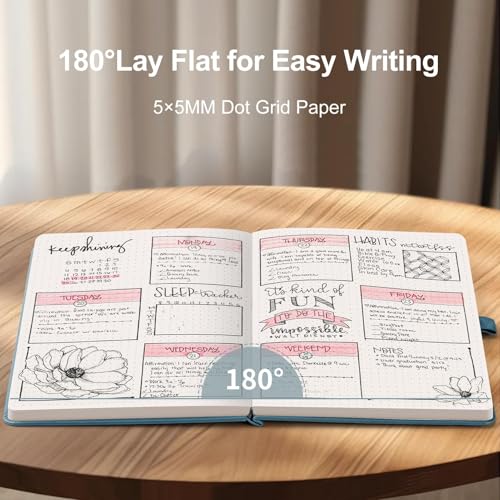 AHGXG Dotted Journal, 150 GSM Paper, 128 Pages, A5 (5.7'' X 8.3'') - color: Gray Blue, style: A5-Dotted-150G