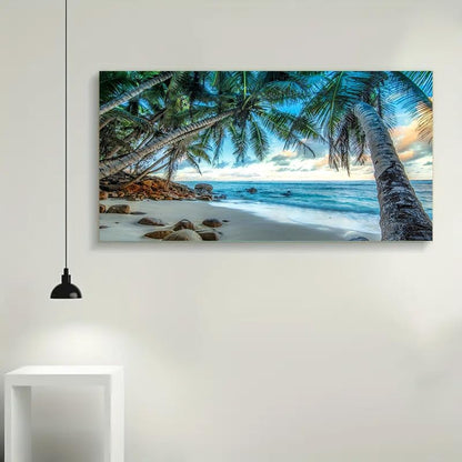 COHAYISY Large 5D Coconut Tree Beach Sunset Scenic Diamond Art Painting Kit for Adults, DIY Full Drill Crystal Rhinestone Arts and Crafts (15.7x27.5inch) - color: 25-45 Coconut Tree Beach