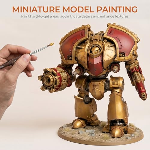Nicpro 11 PCS Kolinsky Sable Miniature Paint Brushes with Cloth Roll | Professional Fine Detail Paint Brushes, Round Point Brush Set for Miniatures, Acrylic & Figures, Model, Watercolor Details - size: 11 PCS