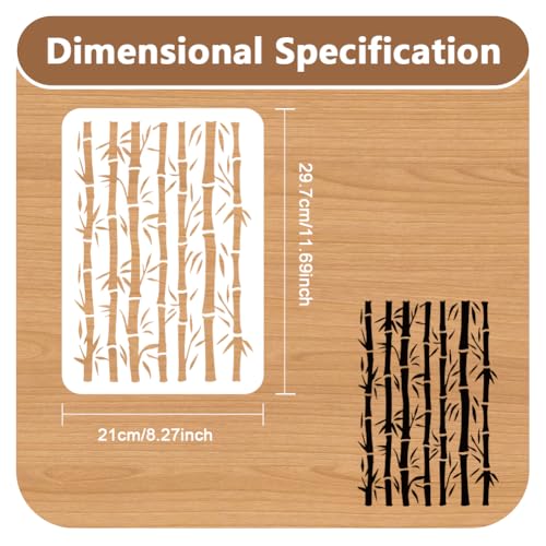 Single Bamboo Branch DIY Painting Stencils for Wall Home Decor | 11.69" x 8.27", Thin Bamboo Twig Stencil Set, Reusable Paint Templates for Wood Burning Canvas Journal Craft - style: Bamboo