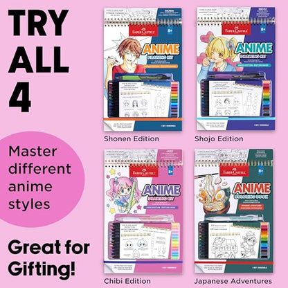 Faber-Castell Anime Drawing Kit, Chibi Edition with Step-by-Step Book - style: Chibi Edition