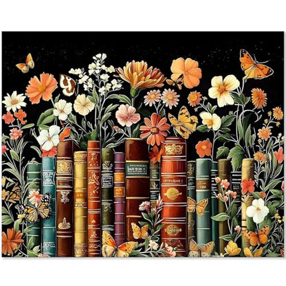 ICYANART Paint by Numbers Kit for Adults, Book Number Painting Canvas Kit | Book Paint by Number for Adults Beginners, Acrylic Fantasy Painting by Numbers, Book Number Painting 16x20 In - color: Books