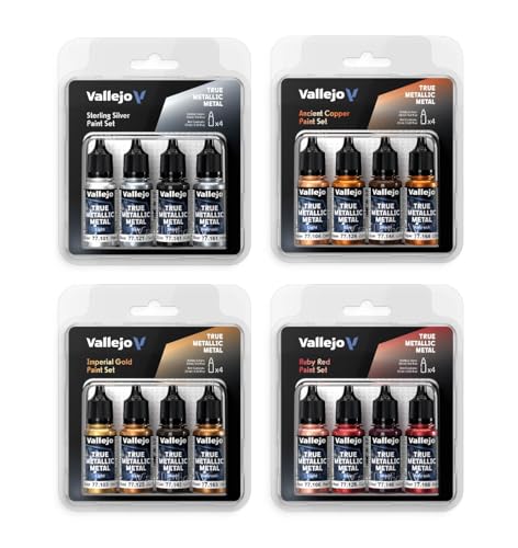 Vallejo - Celestial Violet Set, True Metallic Metal, 4 Bottles x 0.6 fl.oz. - color: Celestial Violet
