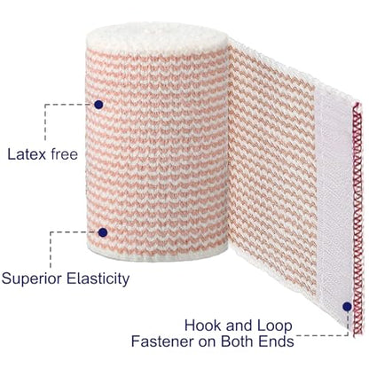 24 Pack Elastic Bandage Wrap 3” Bandage Wrap with Hook and Loop Closure on Both Ends Self Adhesive Bandage Wrap for Sports, Medical, and Injury Recovery - size: 3 Inch
