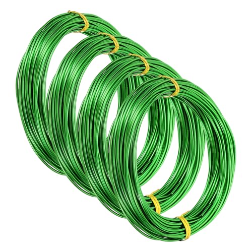 PATIKIL Aluminum Craft Wire, 10m/32.8ft, 1.5mm/14 Gauge, 4pcs, Green - color: Green, size: 1.5mm x 32.8ft