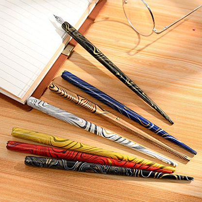 Professional Manga Gothic Pen Dip Pen Calligraphy Drawing Pen Kit, 7 Pen Holders Handles, 12 Nibs (7 Fountain Pen Nib, 5 Flat Nib) - 7 Pcs C - color: 7 Pcs C