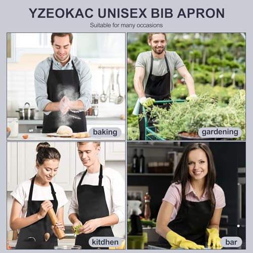 Men's Chef Apron and Women's Server Apron Featuring 3 Pockets Black Aprons. Suitable for Kitchen Cooking, Barbecue, Art Studio, Etc, Suitable for Both Men and Women