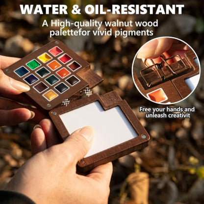 Mini Paint Palette Travel Kit - 15-Colors Pocket Artist Water Color Set