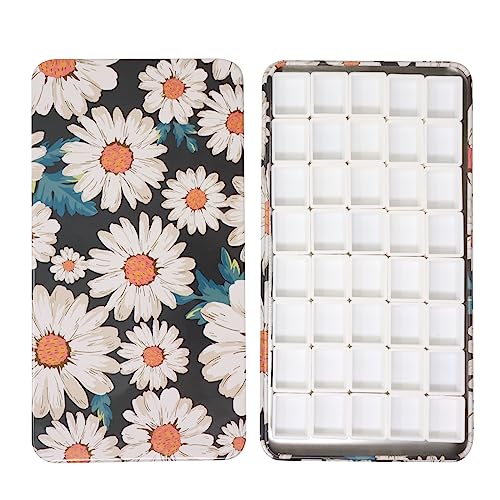 Honbay Watercolor Tins Palette Paint Case with 40pcs Plastic Half Pans (Flower) - color: Daisy