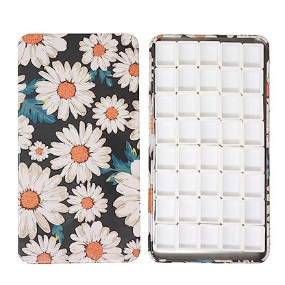 Honbay Watercolor Tins Palette Paint Case with 40pcs Plastic Half Pans (Flower) - color: Daisy