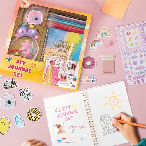 R RUCKERCO Girls DIY Diary 54 Pcs Diary Set, Toys for Ages 6 7 8 9 10 11 12 13, DIY Stationery Set, Thin Stickers and Little Girls Daily Supplies, Gifts for Teen Good Idea Choice