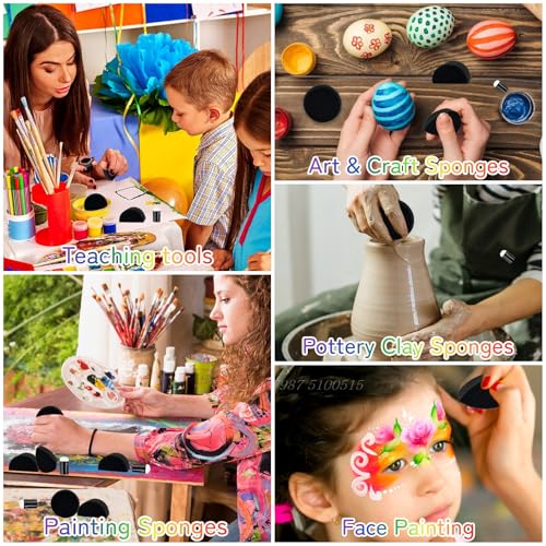 Face Paint Sponges Kit 24+1Pcs Black Art Painting Sponge Halloween Makeup Body Paint Sponges Face Painting Spong with Petal Oval Round and Semicircular for Halloween Carnival Costume Makeup