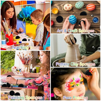 Face Paint Sponges Kit 24+1Pcs Black Art Painting Sponge Halloween Makeup Body Paint Sponges Face Painting Spong with Petal Oval Round and Semicircular for Halloween Carnival Costume Makeup