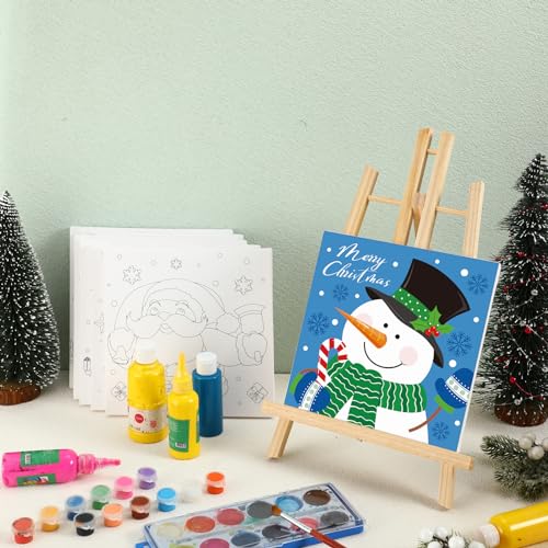 Sherr 12 Pcs Pre Drawn Canvas for Adults,Cute Xmas,8 x 8 Inch | Pre Printed Canvas, Sip and Paint Party Canvas Painting Kit, for Holiday Painting Crafts Favor - size: 8 x 8 Inch, style: Cute Xmas