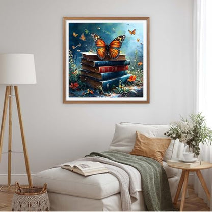 Yanfairy Book Diamond Art Painting Kits for Adults, Butterfly Full Drill Diamond Dots Paintings for Beginners, Round 5D Paint with Diamonds Pictures Gem Art Painting Kits DIY Crafts Kits 12x16inch - color: Book Butterfly