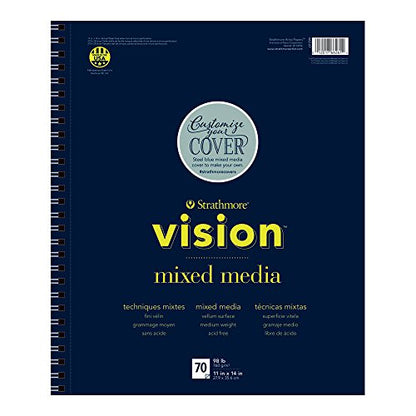 Strathmore 662-61 Vision Mixed Media Pad, 11" x 14", White - size: 11x14, style: Mixed Media