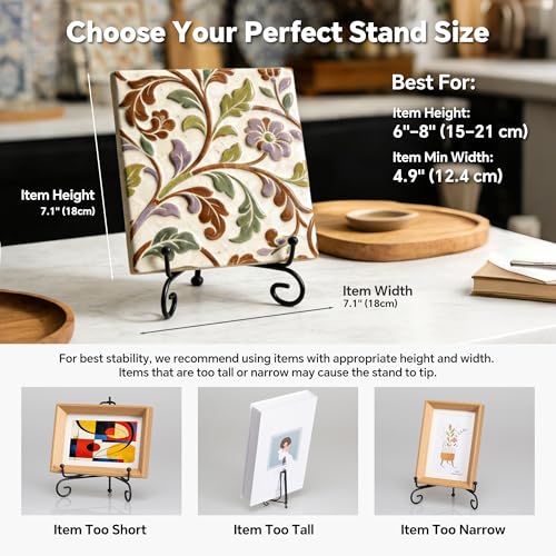 Artliving Plate Stands for Display, 6 Inch Black Iron Easel Plate Display Photo Holder Stand, Displays Picture Frames, Decorative Plates, Tablets and Art (2 pack) - size: 6 inch(2 Pack)