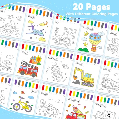 SOCOLER Paint with Water Coloring Books for Toddlers, Traffic Theme Mess Free Watercolor Painting Papers for Kids Water Color Paint Kit Art Craft Birthday Gift for Ages 1-3, 4-8 - color: Traffic