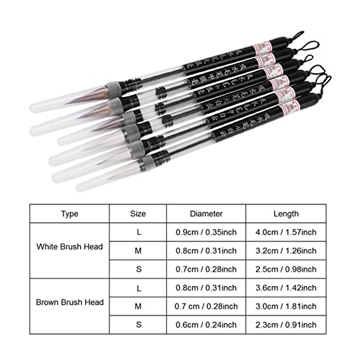LiebeWH Water Brush Pen Set 6Pcs Refillable for Watercolor Painting Chinese Calligraphy Hand Lettering Travel Art Supplies Beginners and Professionals