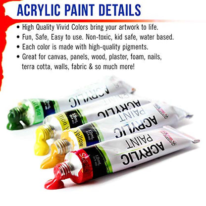 U.S. Art Supply 24 Color Professional Acrylic Paint Set in 12ml Tubes - size: 24 Count (Pack of 1)