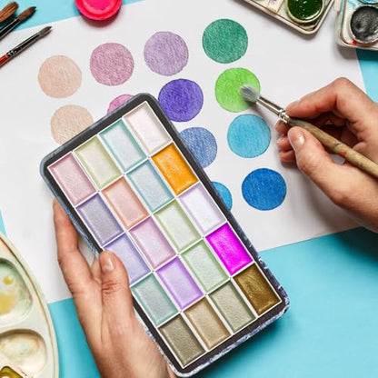 20 Empty Full Pans Watercolor Palette Tins Box with Magnetic Squares - color: Lighthouse, size: 20 Full Pans