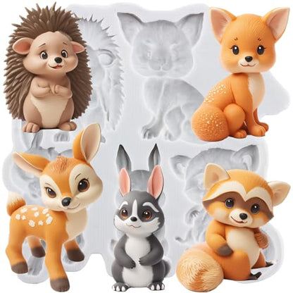 Animal Polymer Clay Mold Squirrel Fox Bear Silicone Molds - color: Style A