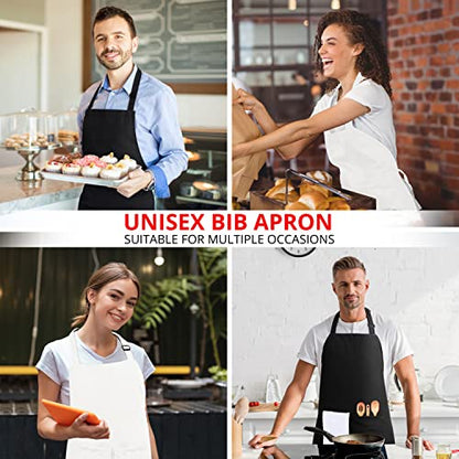 Utopia Kitchen 2 Pack Bib Apron, Adjustable with 2 Pockets, Water and Oil Resistant, Cooking Kitchen Chef Apron for Women Men - color: Black & White