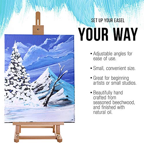 U.S. Art Supply 38" High Wooden H-Frame Studio Tabletop Easel for Painting - Adjustable Artist Table Top Easel, Holds Up to 22" Canvas - Small Portable Display Easel, Paint Canvas Stand