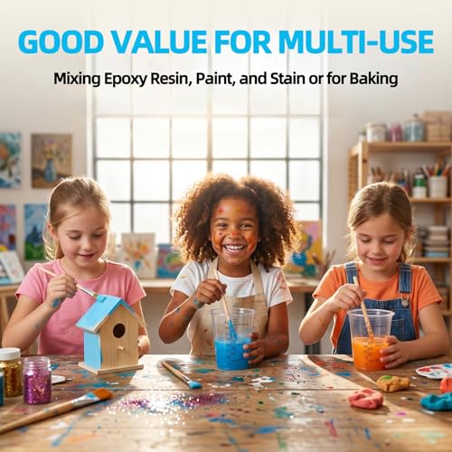 150 Pieces Plastic Measuring Cups 8oz, Disposable Epoxy Resin Mixing Cups with Measurements, Clear Liquid Measuring Cups for Resin, Paint, Mixing and Crafts