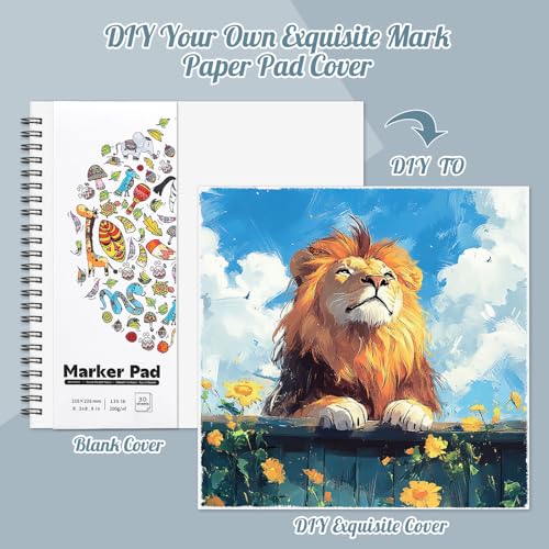 3 Pack Marker Paper Pad, 8.3 × 8.9 in, Double-Sided, 200gsm | Bleed-Resistant Paper, Spiral Bound with Perforated Pages, Smooth Surface for Alcohol Markers & Mixed Media - size: 8.3×8.9 Inch (3 Pack)