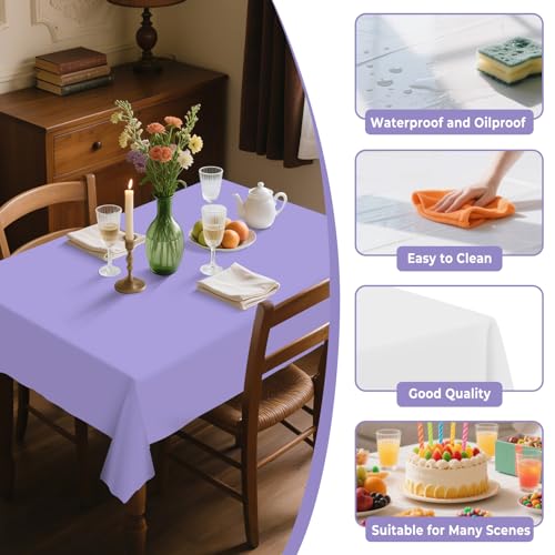 54IN X 160FT Plastic Table Cover Roll with Cutter Box, Cut to Size Plastic Table Cloths for Parties, Birthday, (Light Purple, 54"x1920") - color: Light Purple, size: 1920" x 54" (Rectangular)