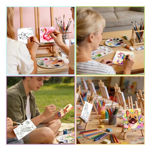 Animal 12 Packs Pre Drawn Canvas to Paint, Pre Printed Canvas for Painting, Pre Stretched Canvas Outline Painting Boards for Beginners, Students, Party Favors - color: animal
