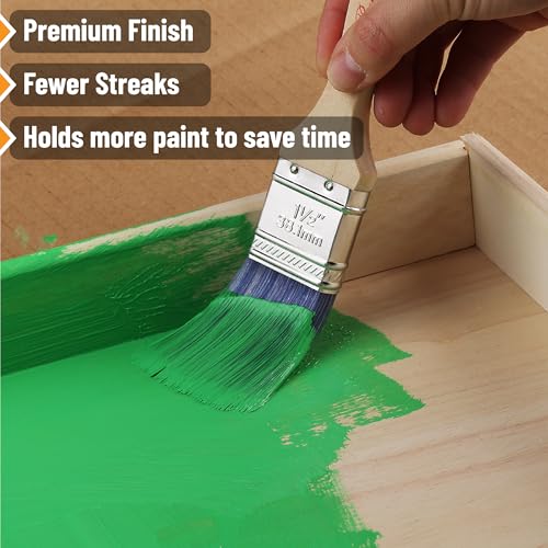 Bates Paint Brush Set - 5 Angled Brushes, 1", "1.5", "2", "2.5" - Treated Wood Handles for Walls, Stain & Furniture - color: Wood Handle Angle, size: 5 Pack, 1", 1.5", 2", 2.5"