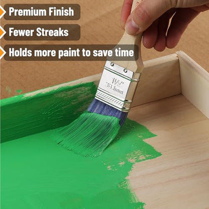 Bates Paint Brush Set - 5 Angled Brushes, 1", "1.5", "2", "2.5" - Treated Wood Handles for Walls, Stain & Furniture - color: Wood Handle Angle, size: 5 Pack, 1", 1.5", 2", 2.5"