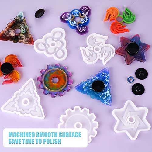 NiArt Fidget Spinner Silicone Resin Mold Kit, 5 Molds, 10 Bearings Set - size: 5 Molds (A) + 10 BLACK Bearings