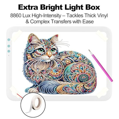 A3 LED Extra Bright Light Pad, Rechargeable Diamond Painting Light Board - color: A3D50-white