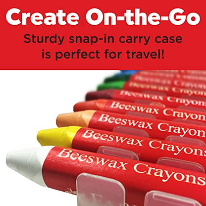 Faber-Castell Beeswax Crayons in Durable Storage Case: Non-Toxic Jumbo Triangle Crayons, Travel-Friendly Toddler Art Supplies for Kids (Ages 3+) (12 Count)
