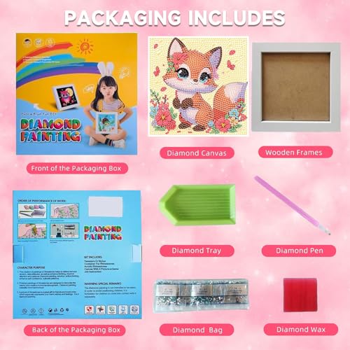 Arttoplus Fox Diamond Art Painting Kits for Kids with Frame 7x7 inch - color: CC979-US