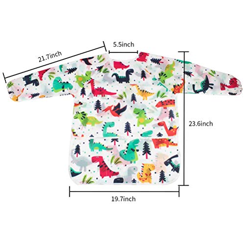 CUBACO Kids Painting Apron, 2pcs Waterproof Art Smocks For Child 3-8 Years, Kids Smocks for Painting Aprons with Long Sleeve - color: Dinosaur Pattern