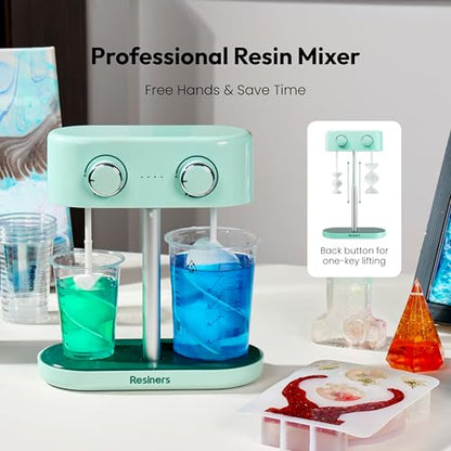 Resiners Dual-Head Resin Mixer, Airflow Pro Max Rechargeable Epoxy Mixer - color: Mixer - Mint Green
