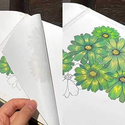 Square 8x8 Bleedproof Marker Paper Pad, 110 GSM Alcohol Ink Bristol Paper Sketchbook, Handmade Journal Hardbound 88 Sheets (176 Pages) Markers Ink Mediums Art Sketch Book Larges White Plantain - color: L-white plantain