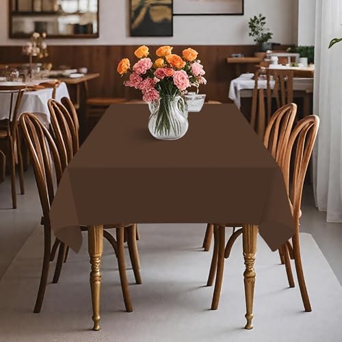 54IN X 320FT Plastic Table Cover Roll with Cutter Box, Cut to Size Plastic Table Cloths for Parties, Birthday, (Brown, 54"x3840"(Rectangular)) - color: Brown, size: 3840" x 54" (Rectangular)