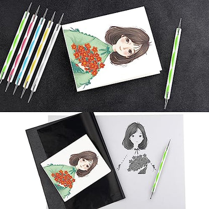ASTARON 150 Sheets Black Carbon Copy Paper and Tracing Paper with Tool Set